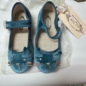 Mia Joy Blue Cat Design Kids Dress Shoes